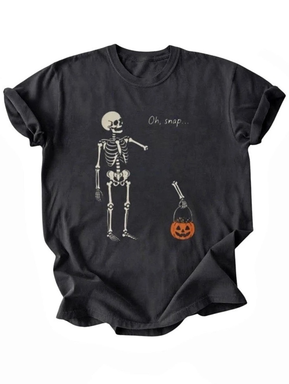 Funny Skeleton "Oh, Snap..." Halloween Pumpkin Gildan T-Shirt